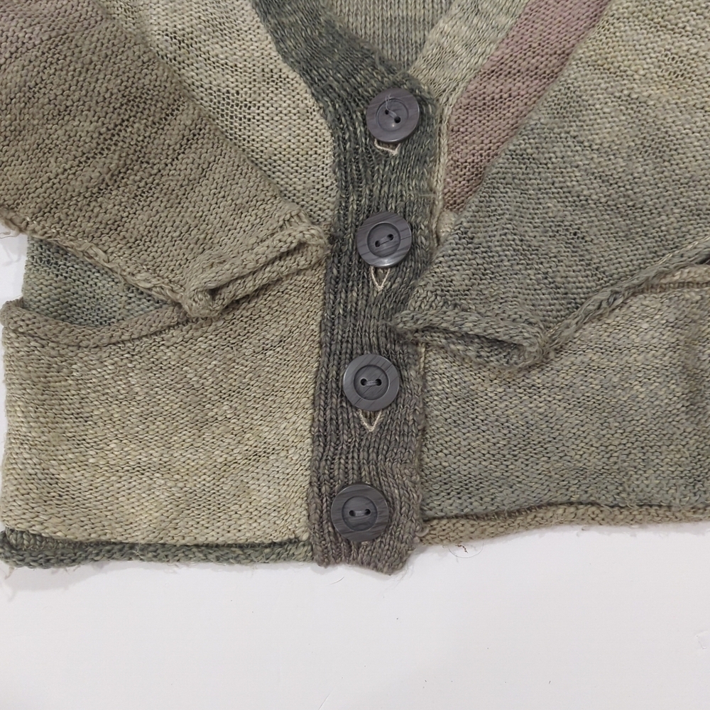 Kensie Pink Green Button Cardigan Chunky Knit - Women's Small Multicolor Heavy - Picture 8 of 16